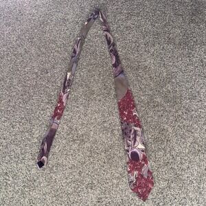 Elements Floral Necktie Mens OS Purple Burgundy Botanical Print USA